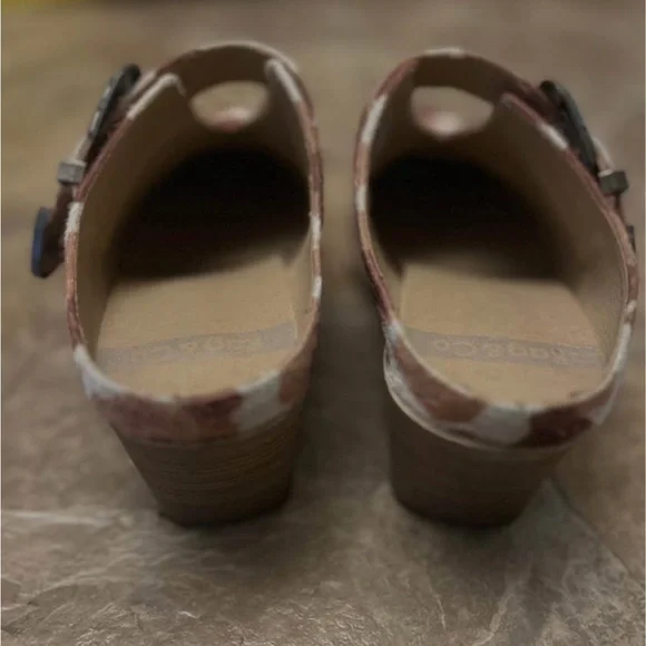 Rag & Co Nometa Faux Cow Print Suede w/ Buckle Detail Mules - Picture 3 of 5